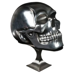 Black and Silver Skull Sculpture