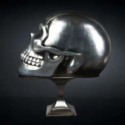 Black and Silver Skull Sculpture