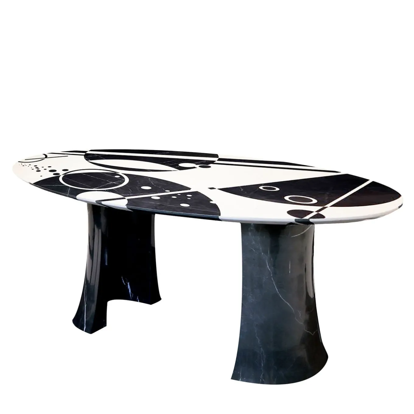 Black and White Oval Marble Table