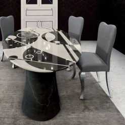 Black and White Oval Marble Table