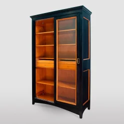 Black Bookcase with Sliding Doors