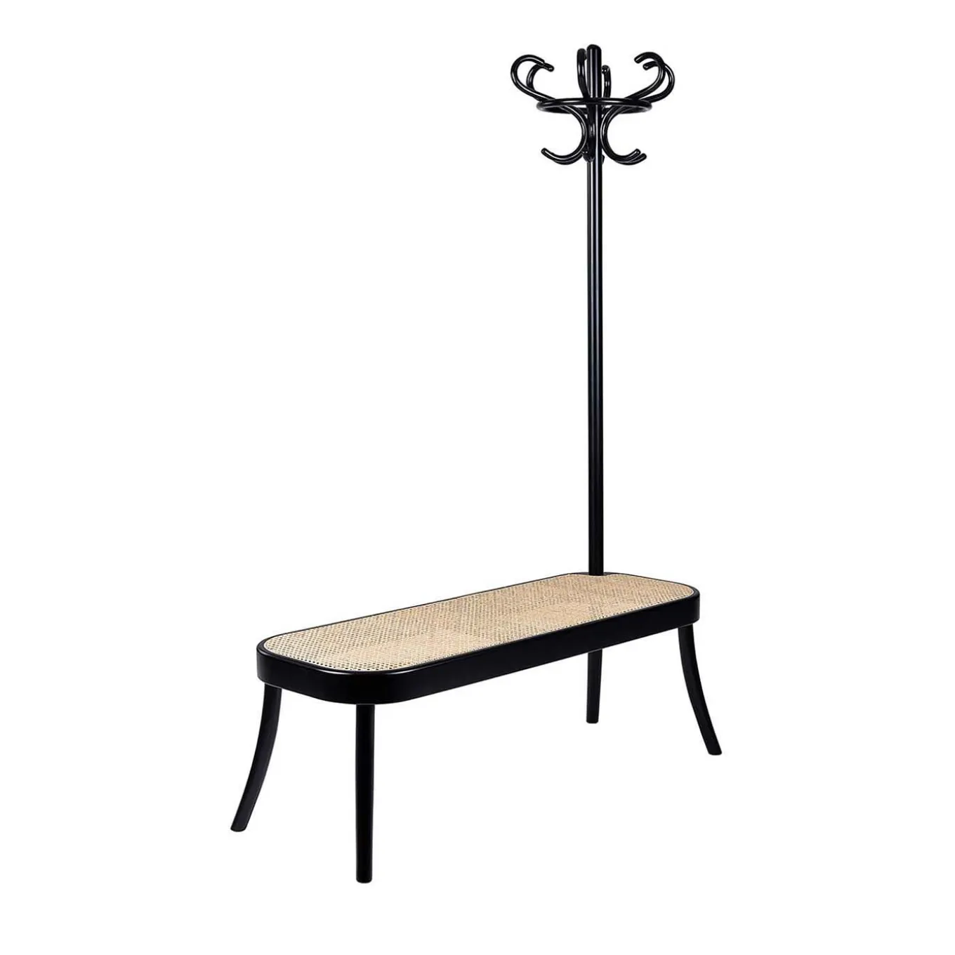 Black Coat Rack Bench by Front