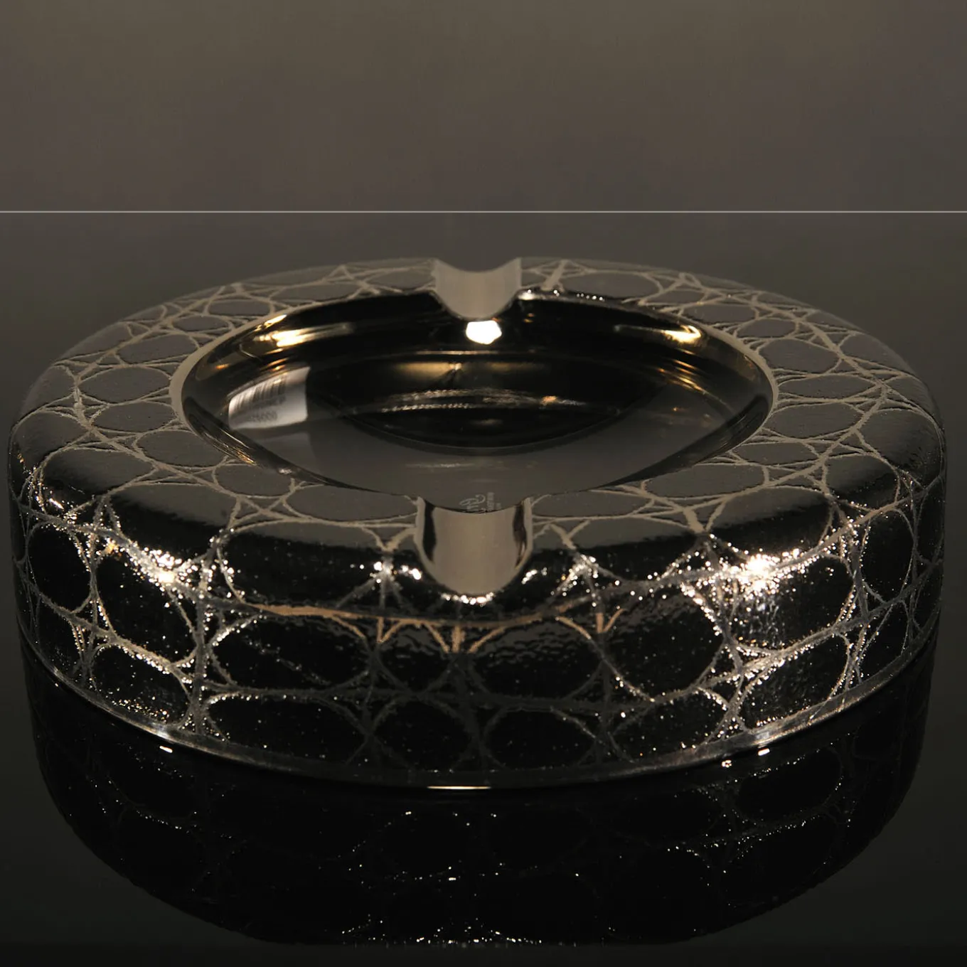 Black Crocodile Glass Ashtray