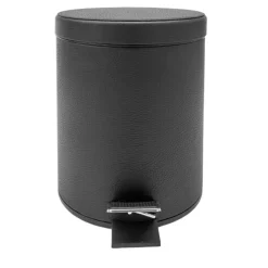 Black Leather Pedal Bin