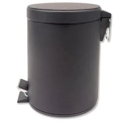 Black Leather Pedal Bin