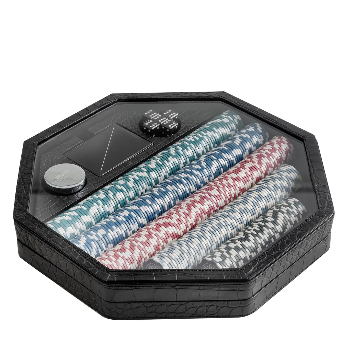 Black Leather Poker Game Set