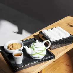 Black Marble Guest Towel Tray