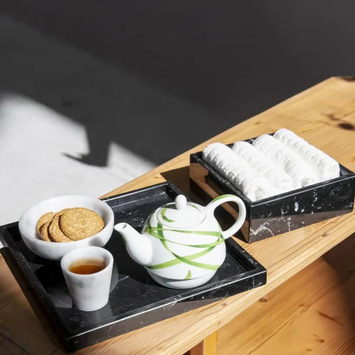 Black Marble Guest Towel Tray