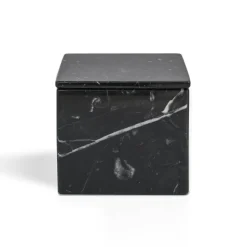 Black Marquina Marble Cubic Box with Lid