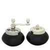 Black Nickel And Silver Plated Brass Pepper Mill And Salt Shaker