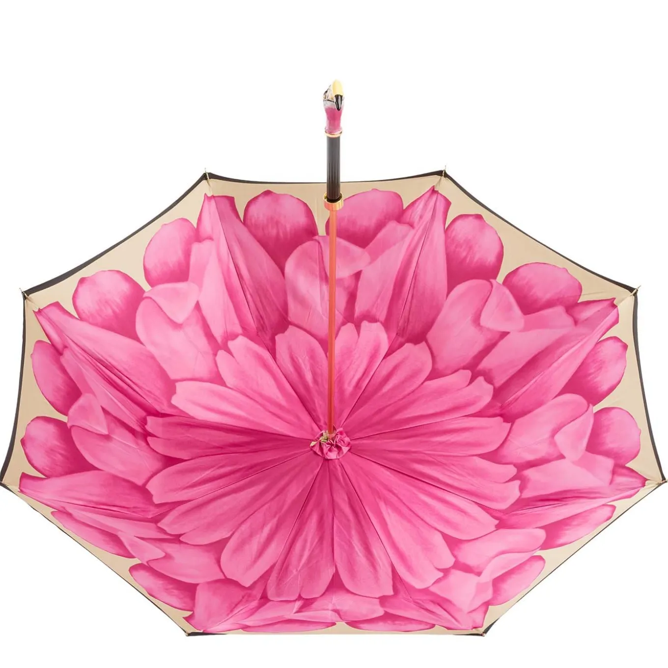 Black Umbrella with Flamingo Handle