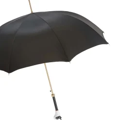 Black Umbrella with French Bulldog Handle