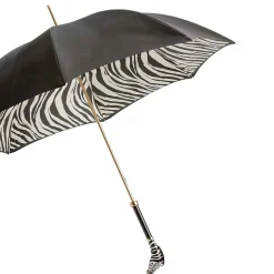 Black Umbrella with Zebra Handle