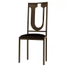 Black Velvet-Upholstered U Chair in Iron Frame