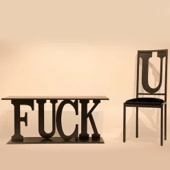 Black Velvet-Upholstered U Chair in Iron Frame