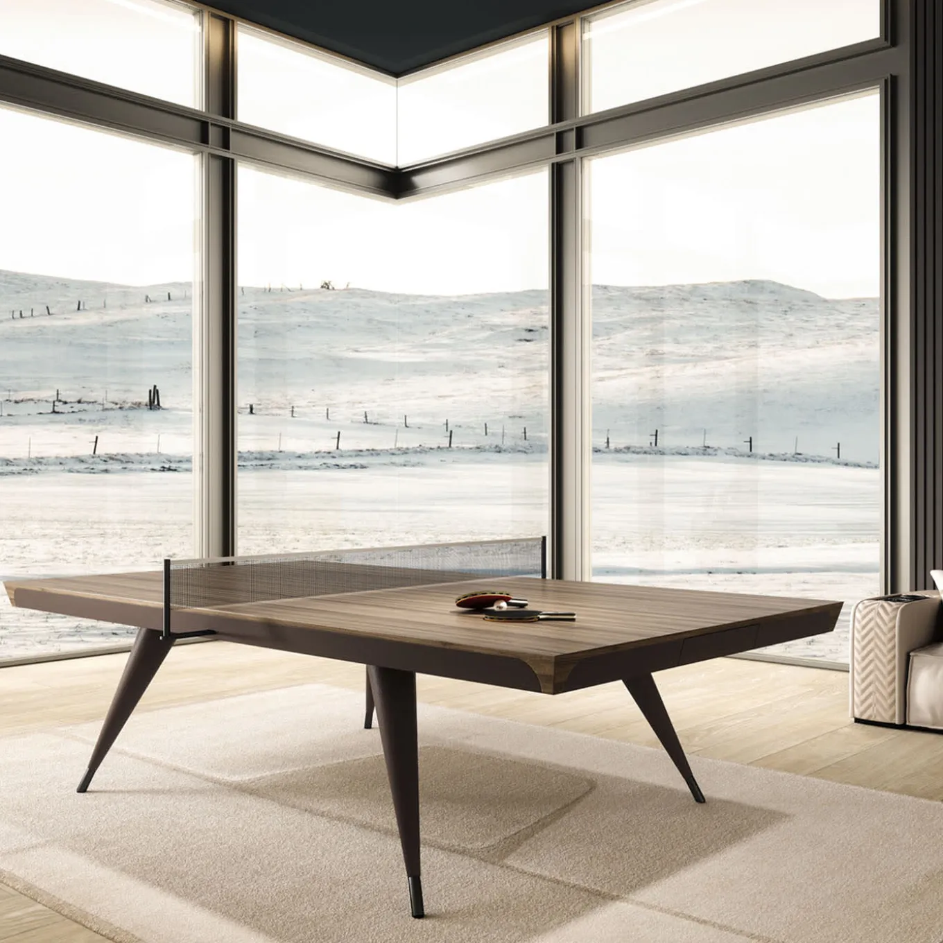 Blade Wood and Leather Tennis Table