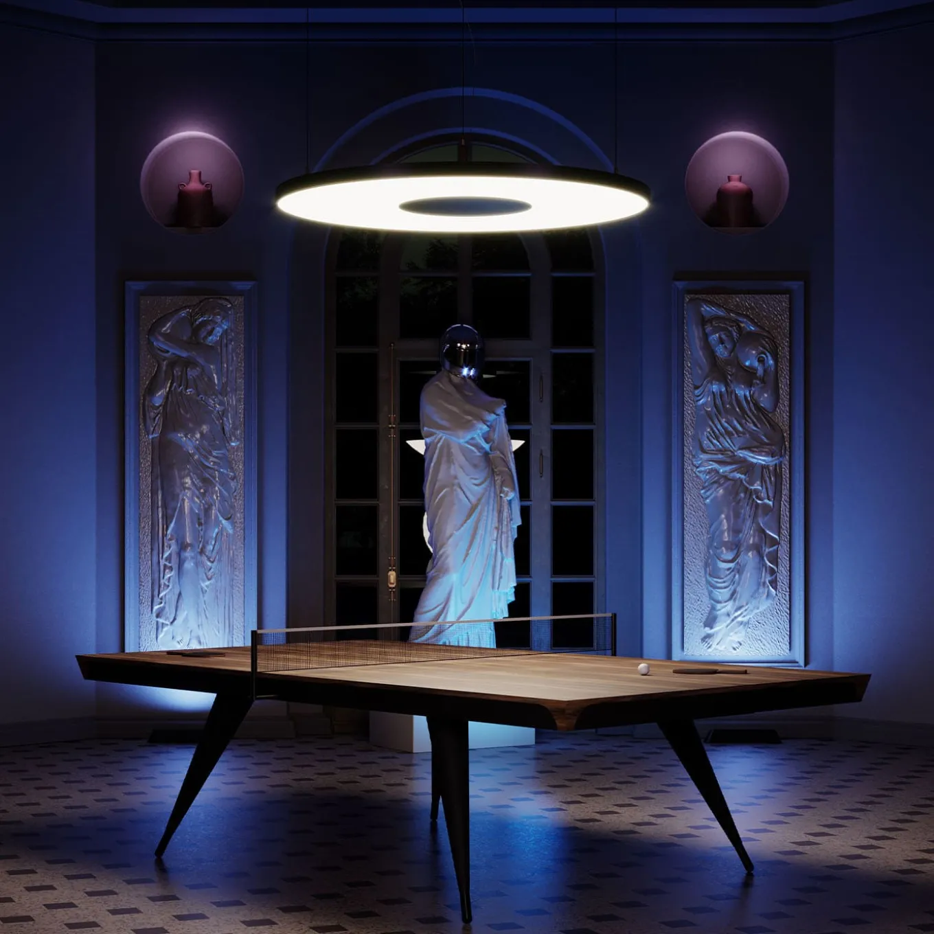 Blade Wood and Leather Tennis Table