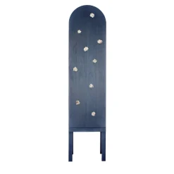 Blossom Blue Storage Cabinet with Single Door & Ceramic Inserts