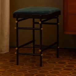 Blossom Float fabric and Black Brass Stool