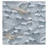 Blue and White Vintage Whale and Waves Wallpaper