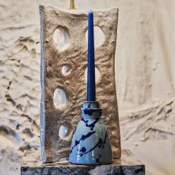 Blue Ceramic Candlestick with 4 Scented Candles