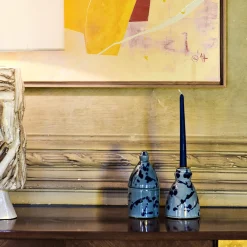 Blue Ceramic Candlestick with 4 Scented Candles