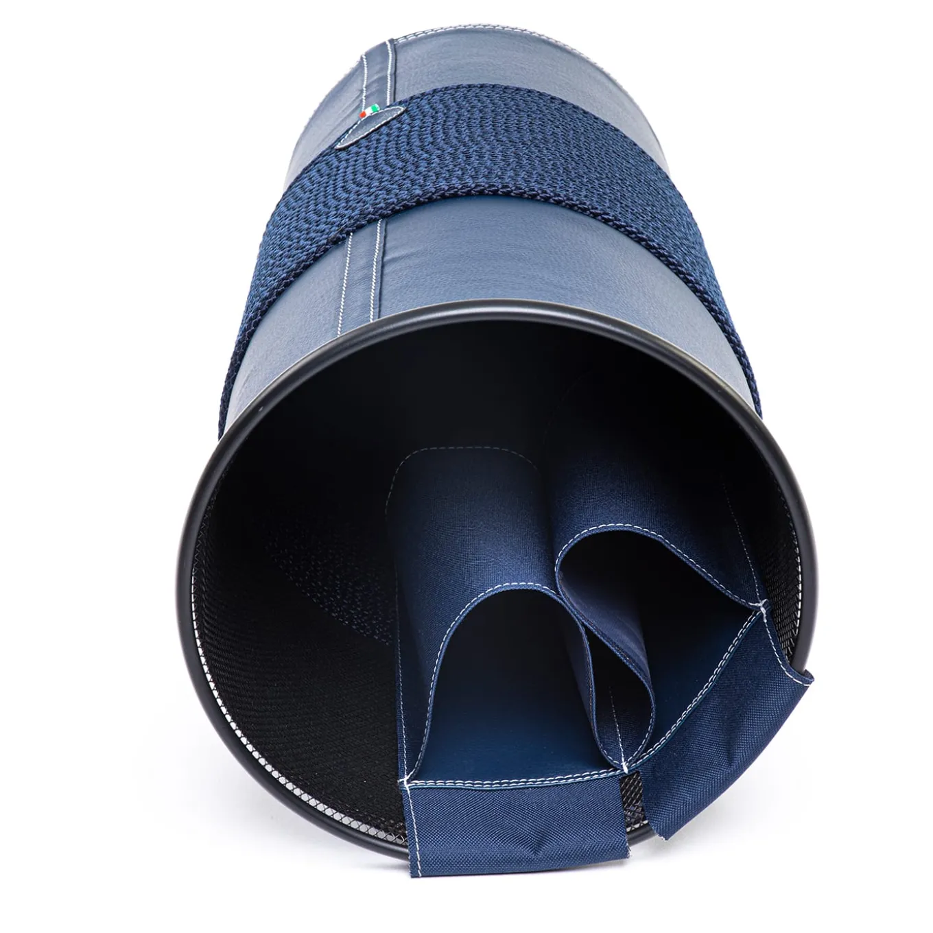 Blue Eco-Leather Umbrella Stand with Rope Inserts