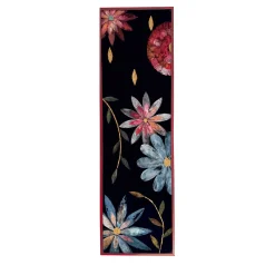Blue Garden Velvet With Gold Leaf Details Hand-Painted Tapestry