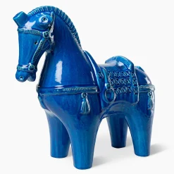 Blue Horse Figurine by Aldo Londi
