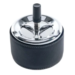 Blue Leather & Metal Windproof Ashtray