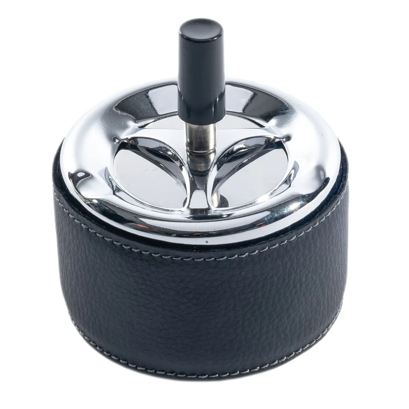 Blue Leather & Metal Windproof Ashtray