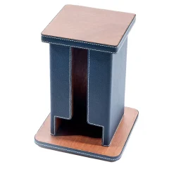 Blue Leather & Wood Bag Dispenser