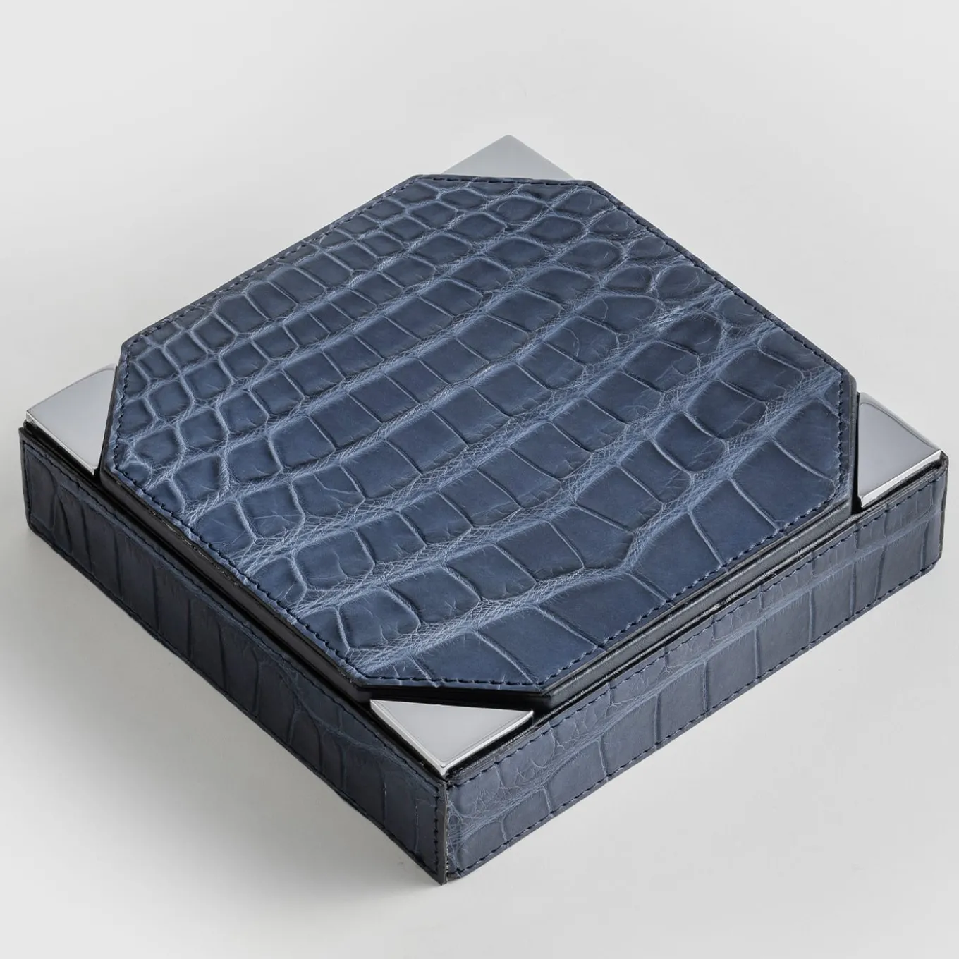 Blue Leather Checkers Game Set