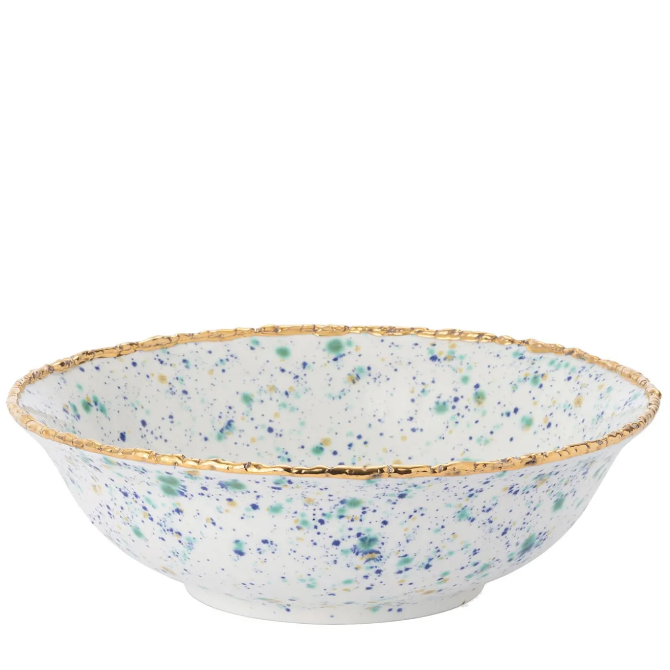 Blue Marble Large Salad Bowl with Crackled Rim