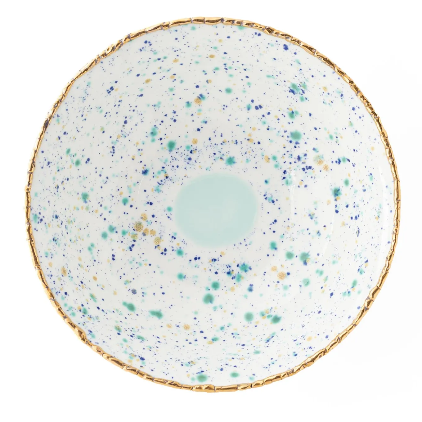 Blue Marble Large Salad Bowl with Crackled Rim