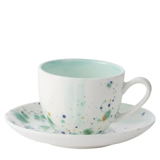 Blue Marble Set of 2 Espresso Cups and Saucers