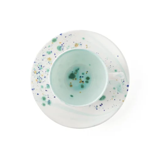 Blue Marble Set of 2 Espresso Cups and Saucers