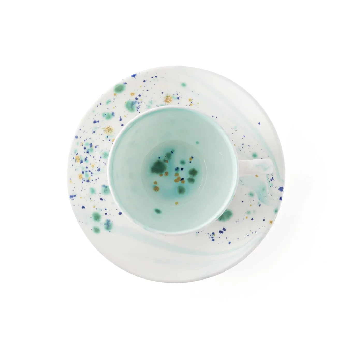 Blue Marble Set of 2 Espresso Cups and Saucers