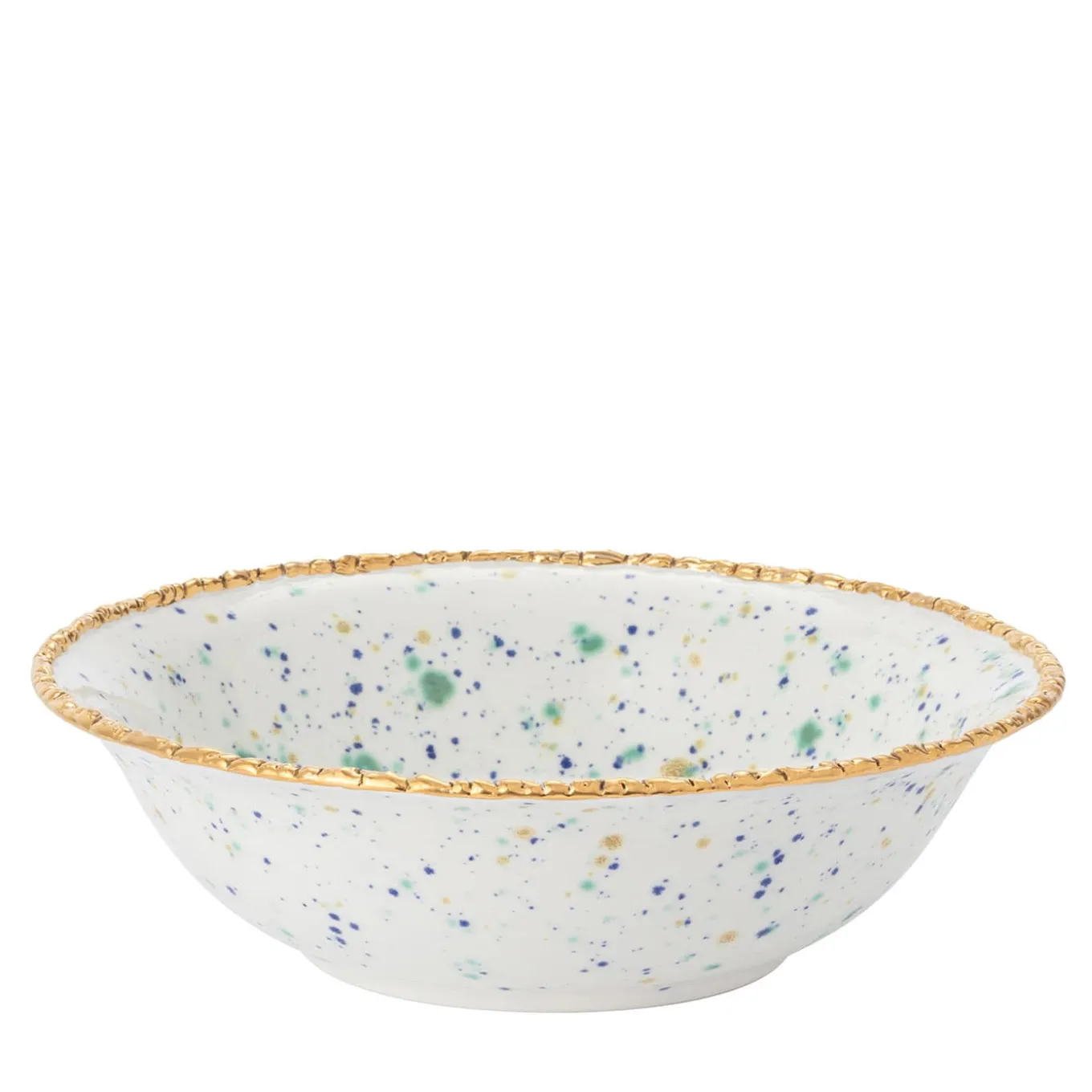 Blue Marble Small Salad Bowl with Crackled Rim