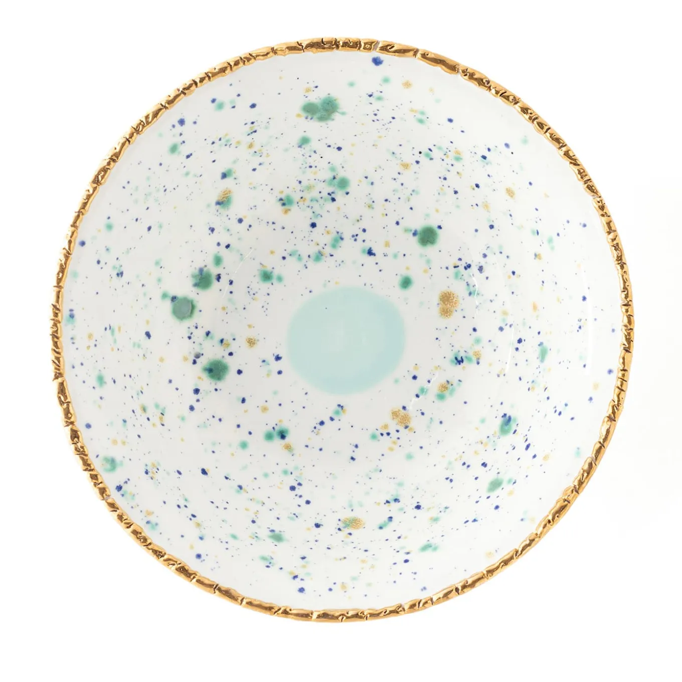 Blue Marble Small Salad Bowl with Crackled Rim