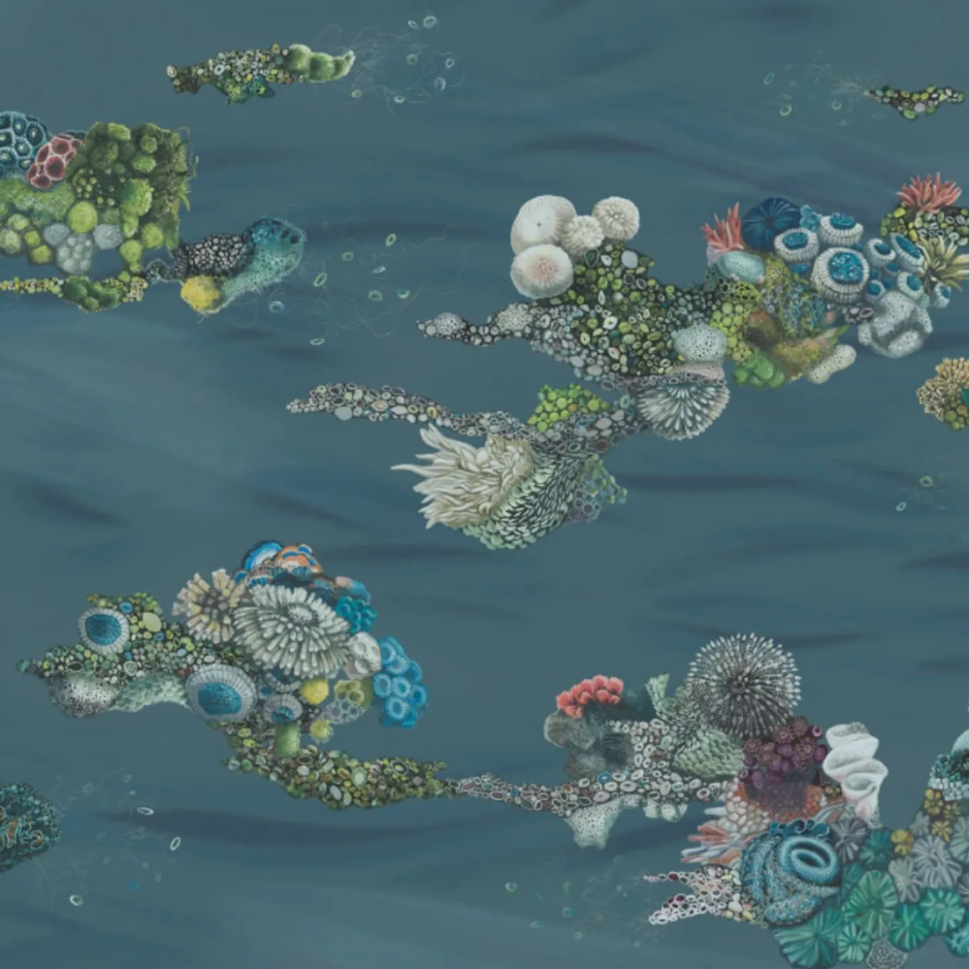 Blue Patch Reef Polyester Wallcovering Fabric