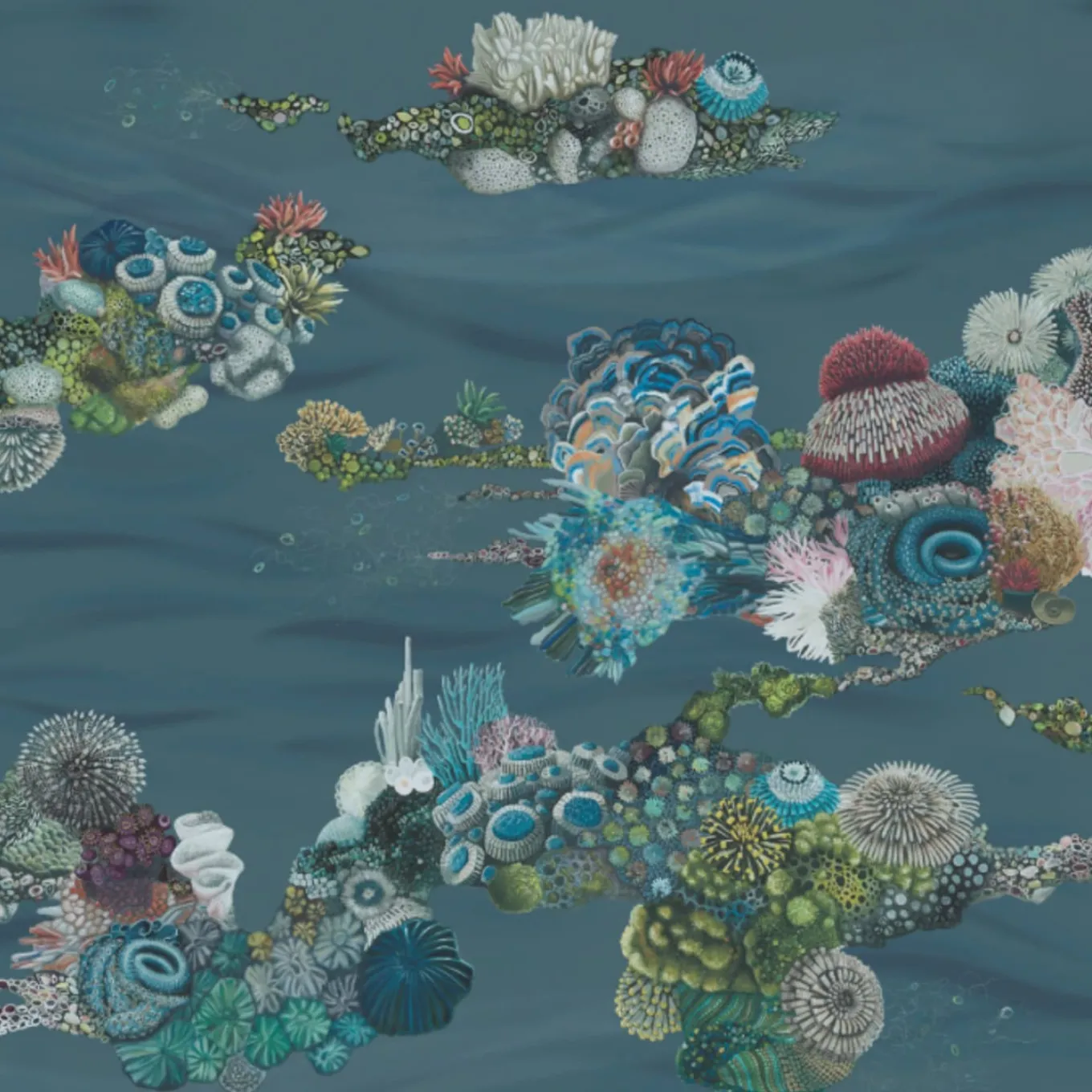 Blue Patch Reef Polyester Wallcovering Fabric