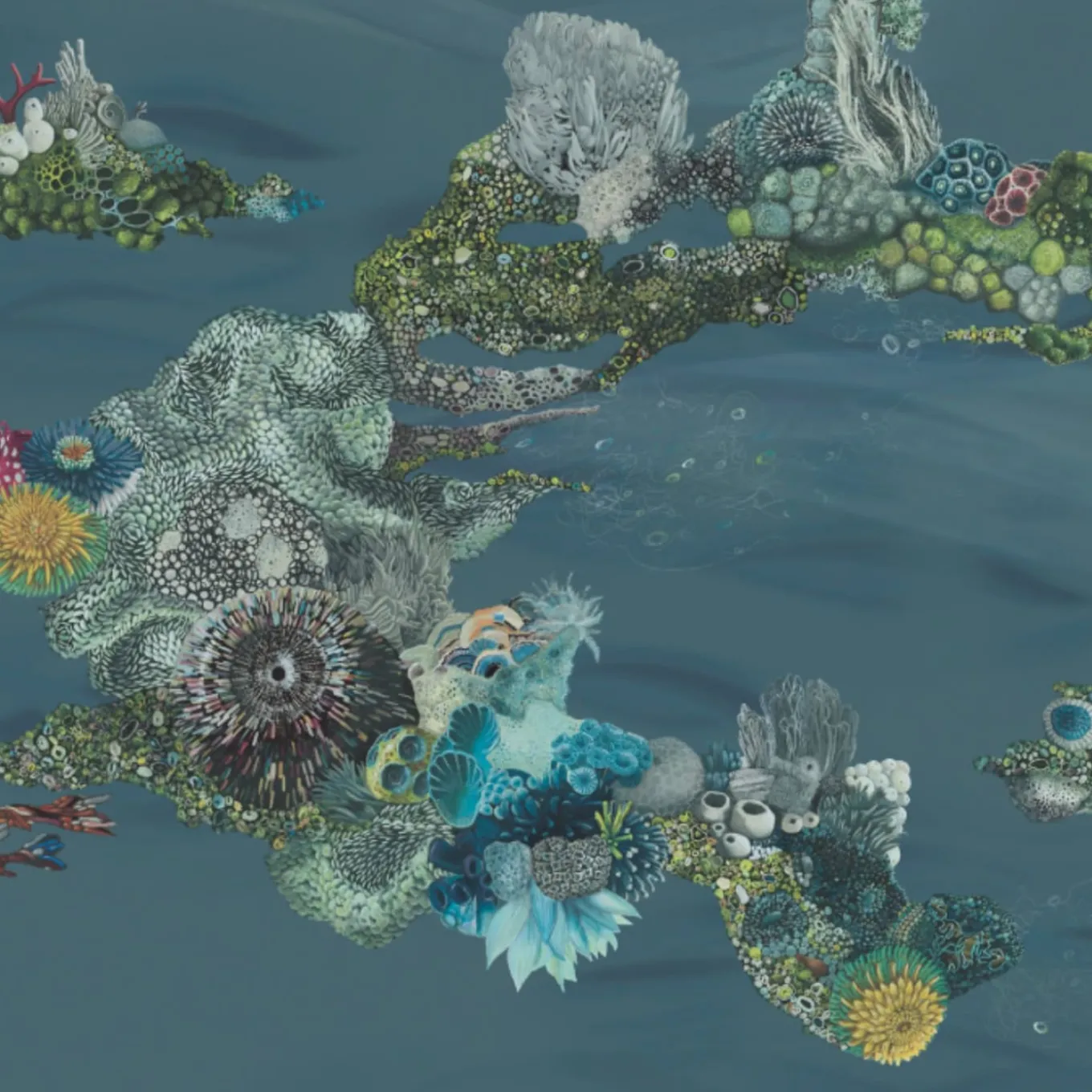 Blue Patch Reef Polyester Wallcovering Fabric