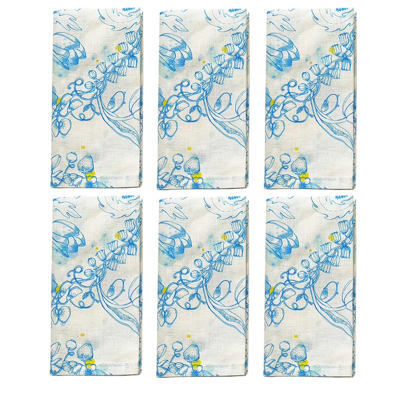 Blue Summer Set of 6 Blue & White Napkins