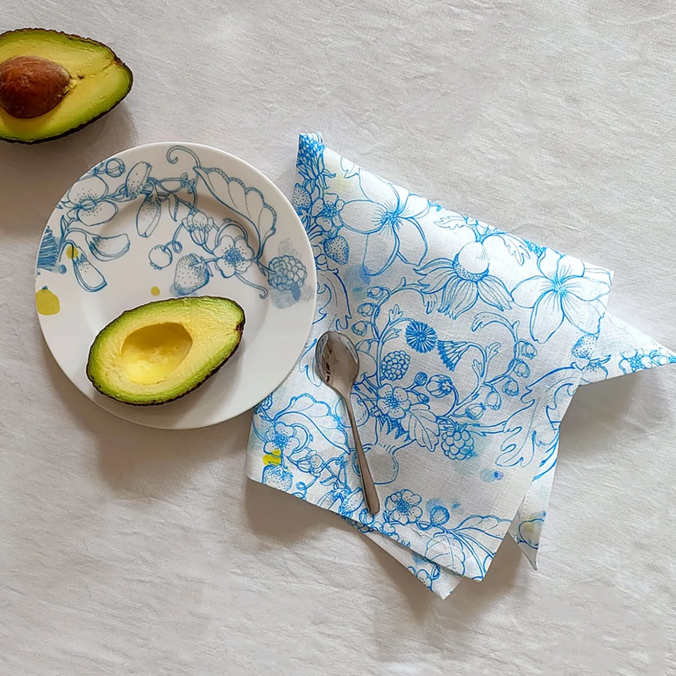 Blue Summer Set of 6 Blue & White Napkins