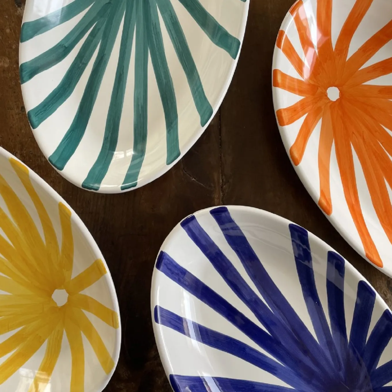 Blue Sun Oval Serving Plate