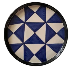 Blue Triangle Round Tray