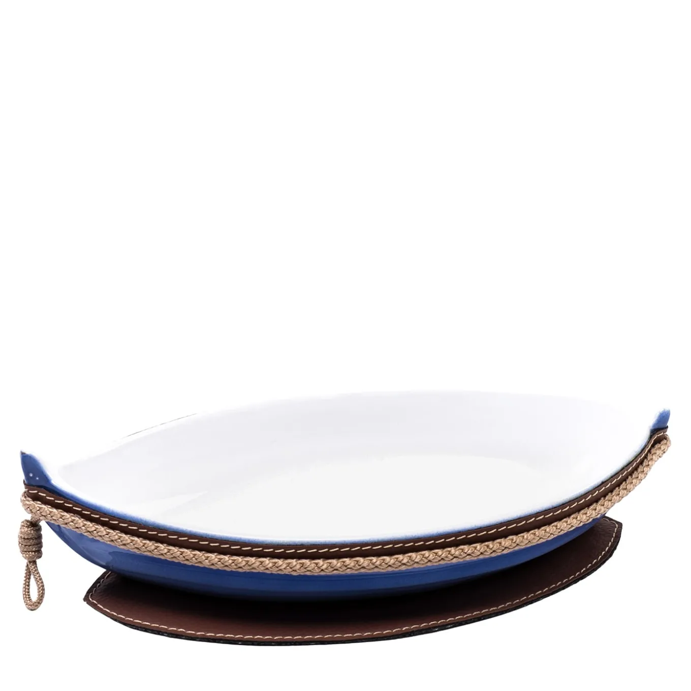 Boat-Shaped Medium Brown/Blue Sauce Bowl