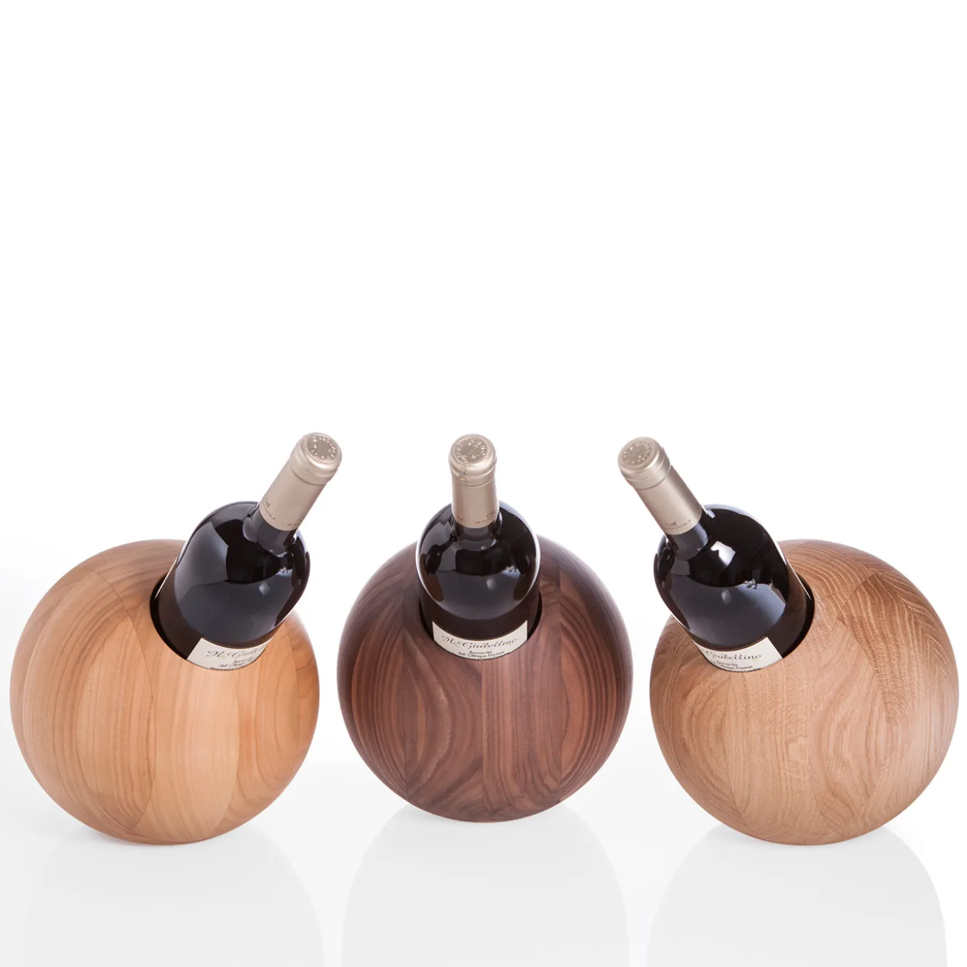 Boccia Oak Wood Sphere Wine Holder