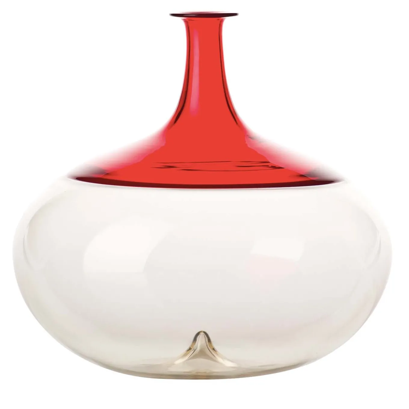 Bolle Round Vase by Tapio Wirkkala in Red/Clear